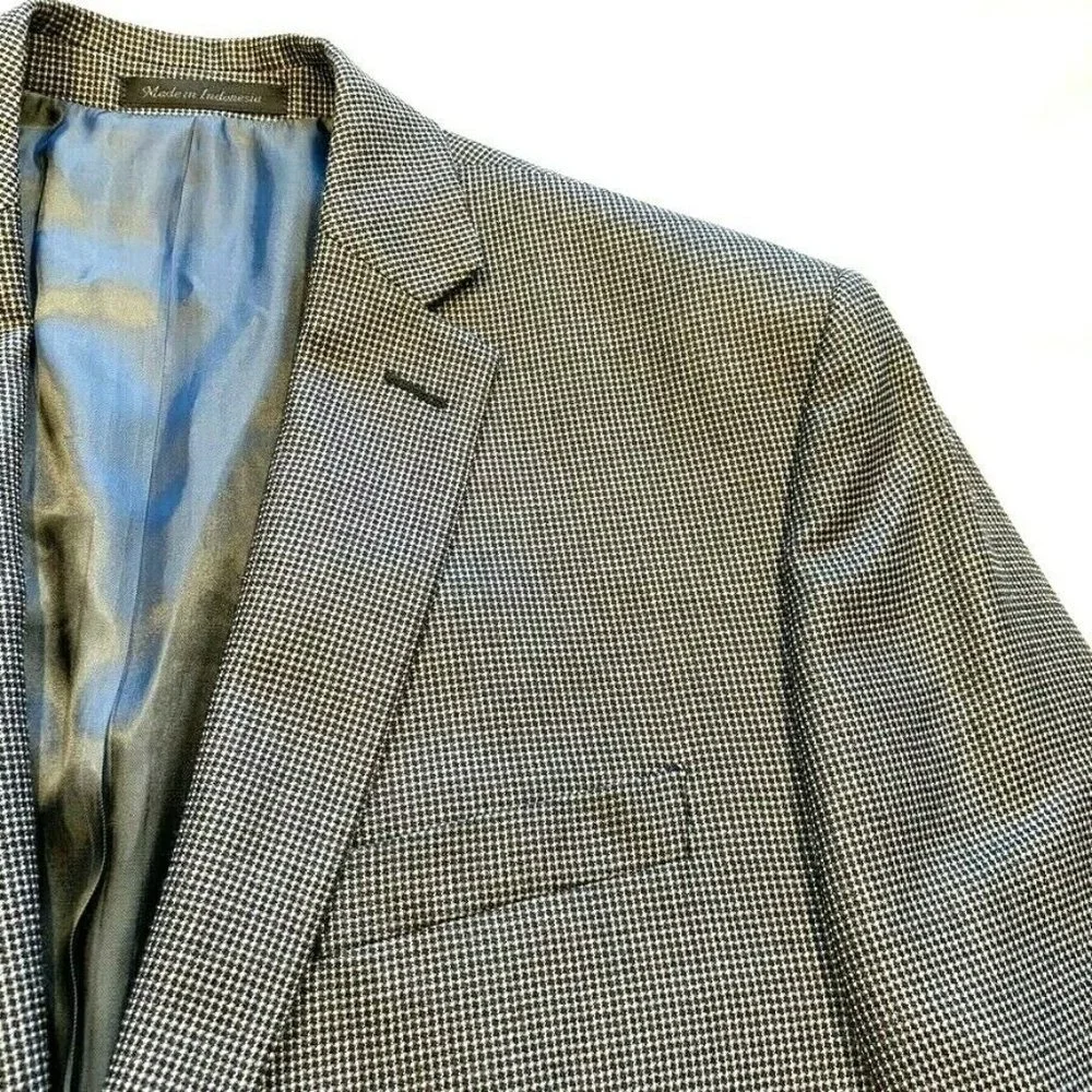 Calvin Klein Nailhead Silk‎ Wool Blazer Sport Jacket Coat Two Button 40L EUC
